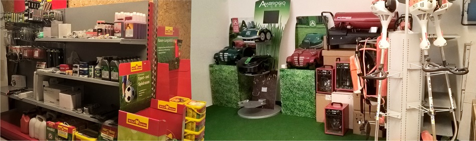 Showroom mit Geräten und Ersatzteilen